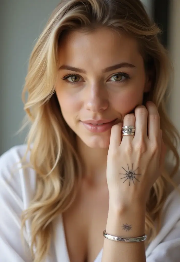 44+ Christian Tattoos For Women Unique: Creative Faith-Based Designs - 36. Minimalist Sunburst