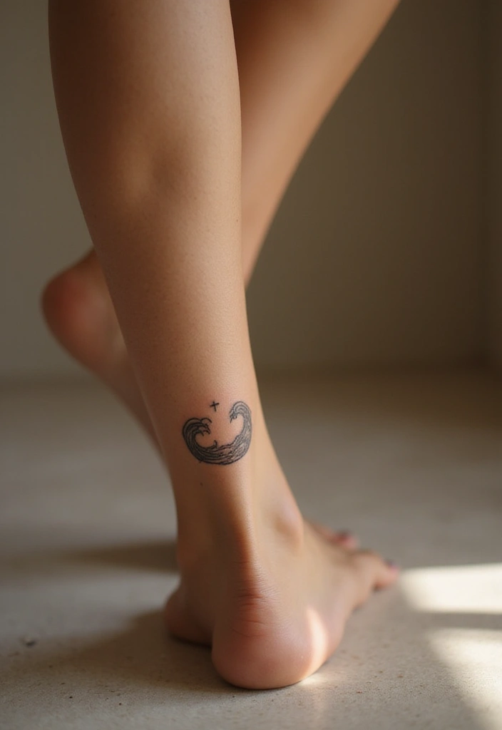 44+ Christian Tattoos For Women Unique: Creative Faith-Based Designs - 38. Minimalist Wave with Cross