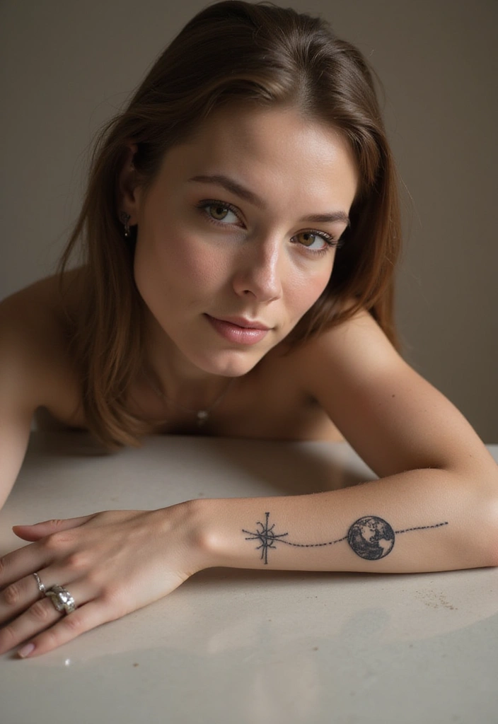 44+ Christian Tattoos For Women Unique: Creative Faith-Based Designs - 40. Minimalist Earth with Cross