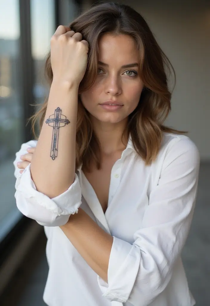 44+ Christian Tattoos For Women Unique: Creative Faith-Based Designs - 9. Geometric Cross