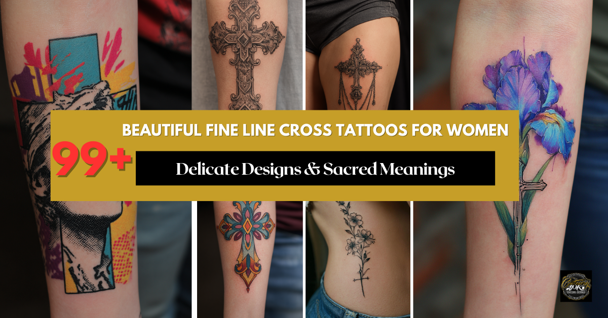 Beautiful Fine Line Cross Tattoos for Women