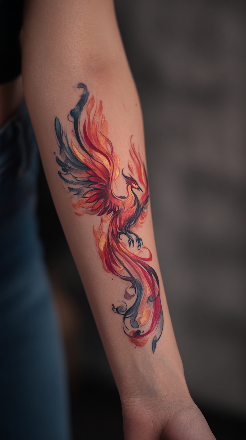 Abstract tattoos of phoenix