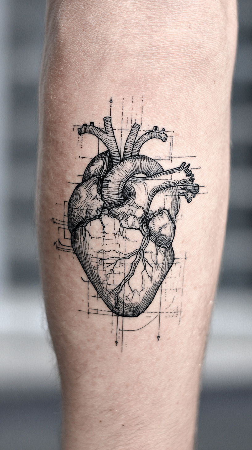 Anatomical Heart Dad Tattoo