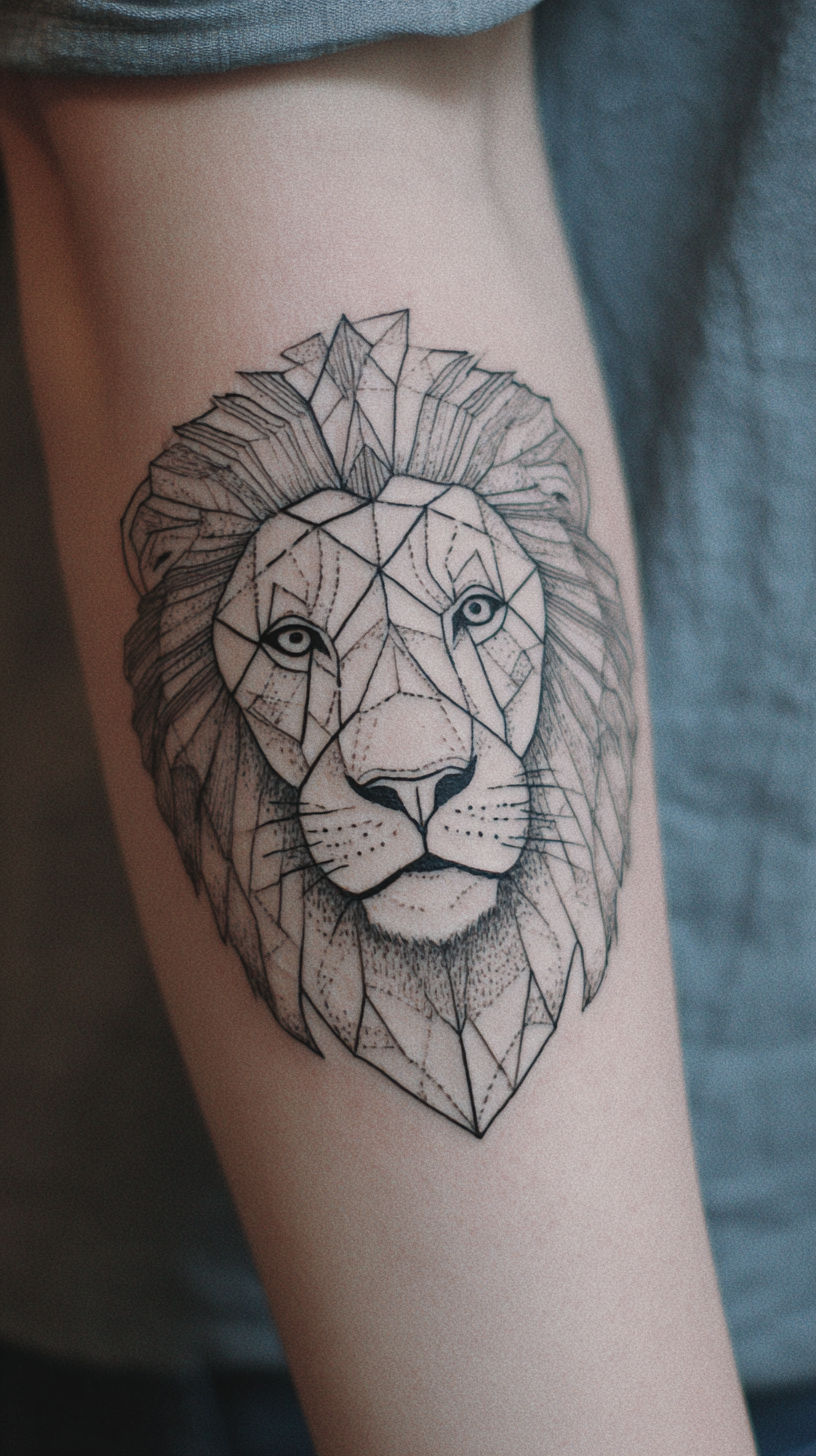 Geometric Leo Lion Tattoo