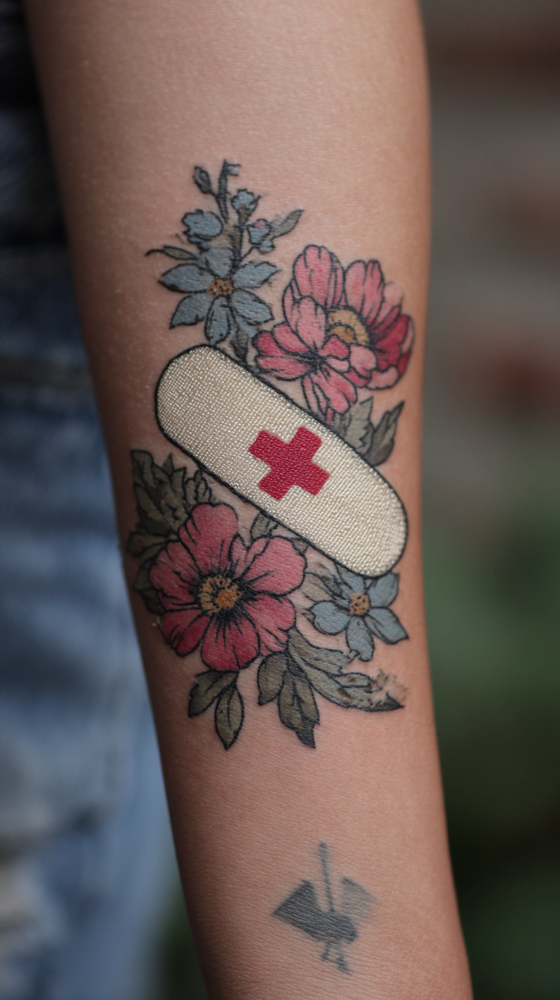 Bandaid and Flowers