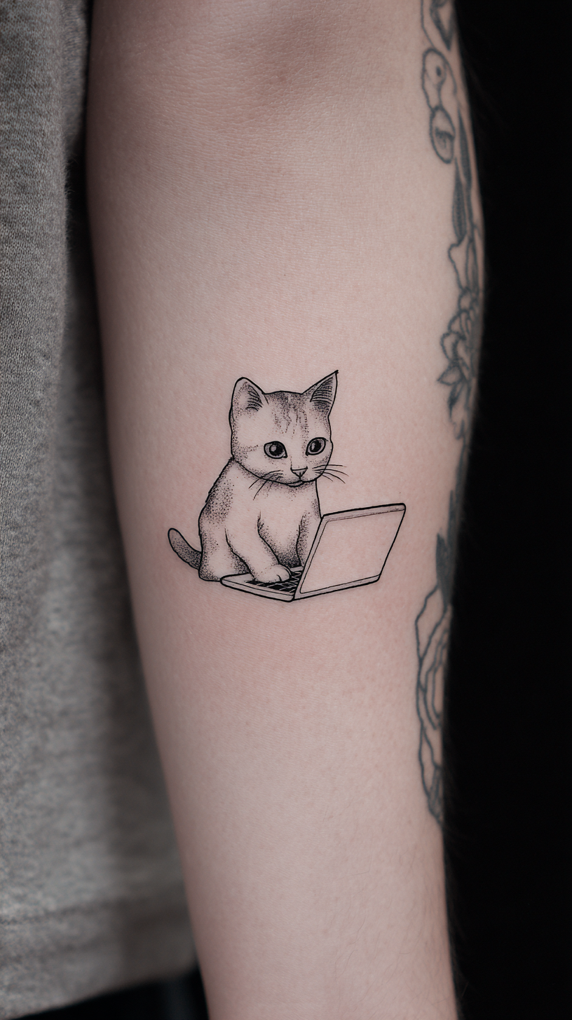 Cat and Laptop