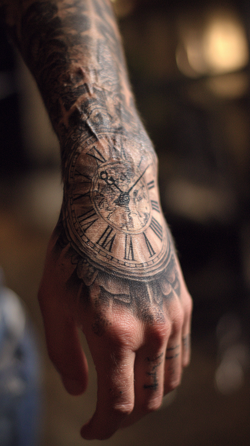 Clock Hand Tattoos for Men
