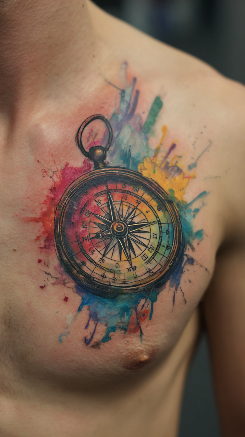 Compass Chest Tattoo