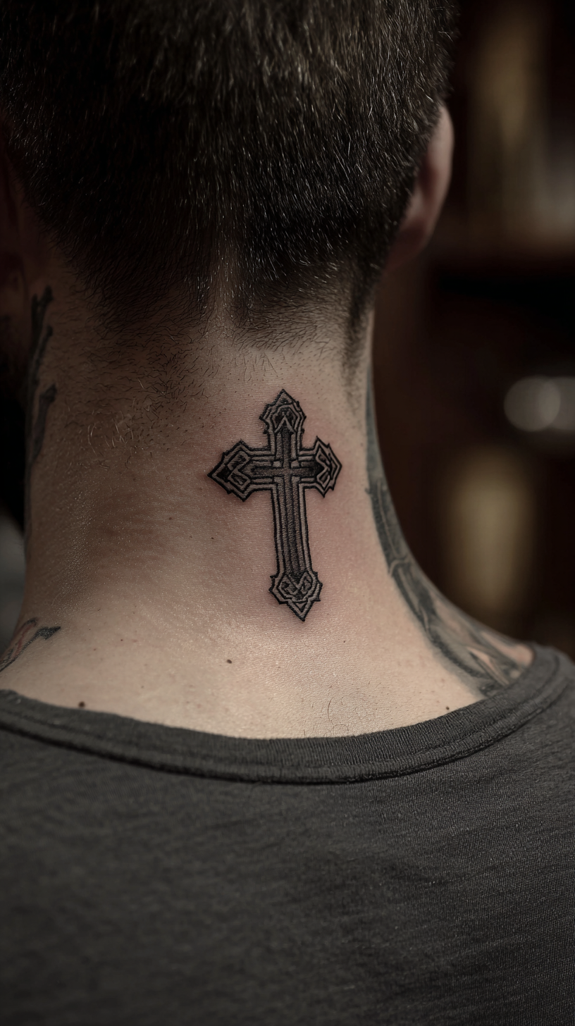 Cross: Represents Christian faith, sacrifice, and salvation