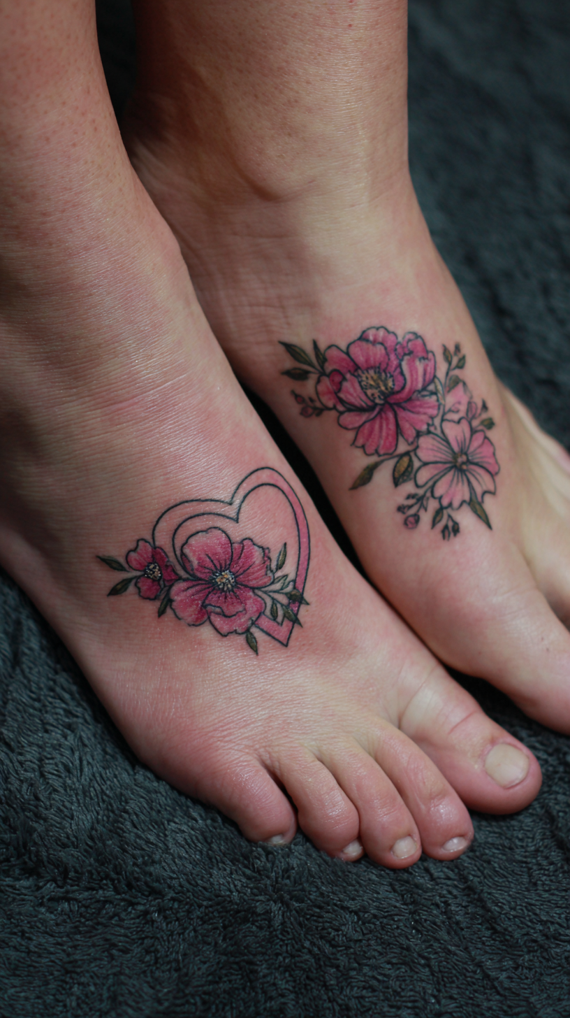 Daughter And Mother Foot Tattoos