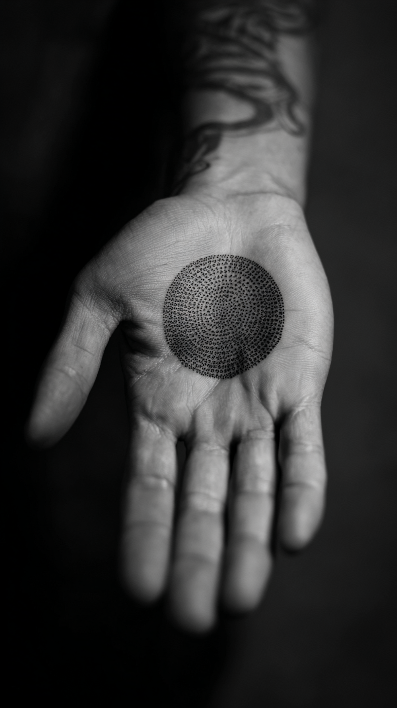 Dotwork circle on palm
