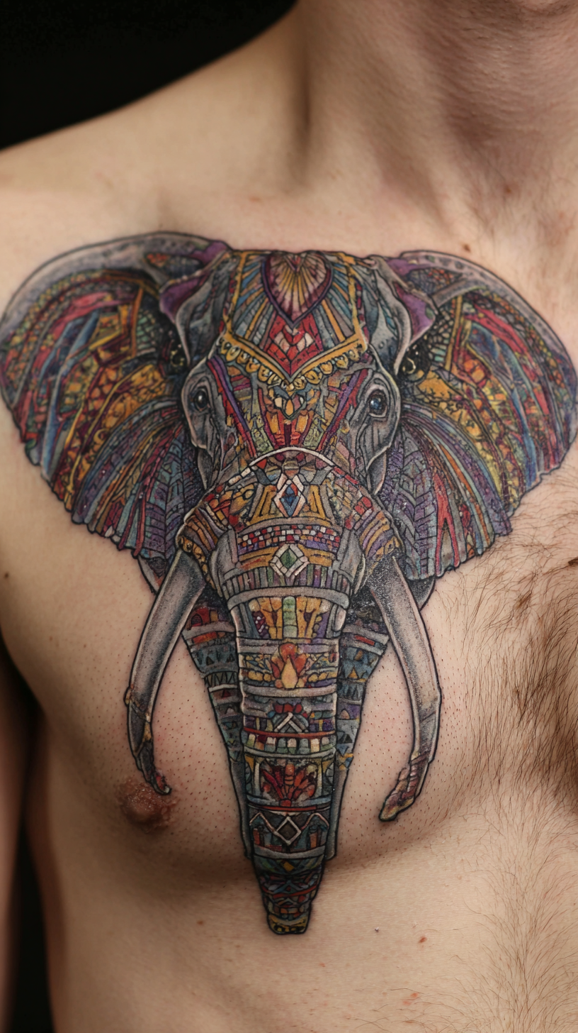 Elephant Chest Tattoo