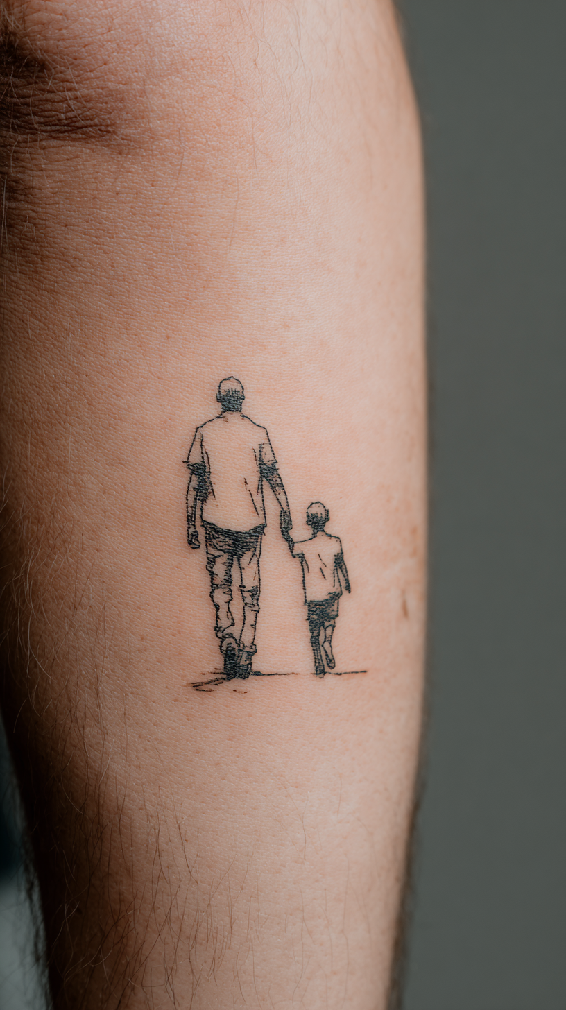 Father and Son Stick Figure Tattoo