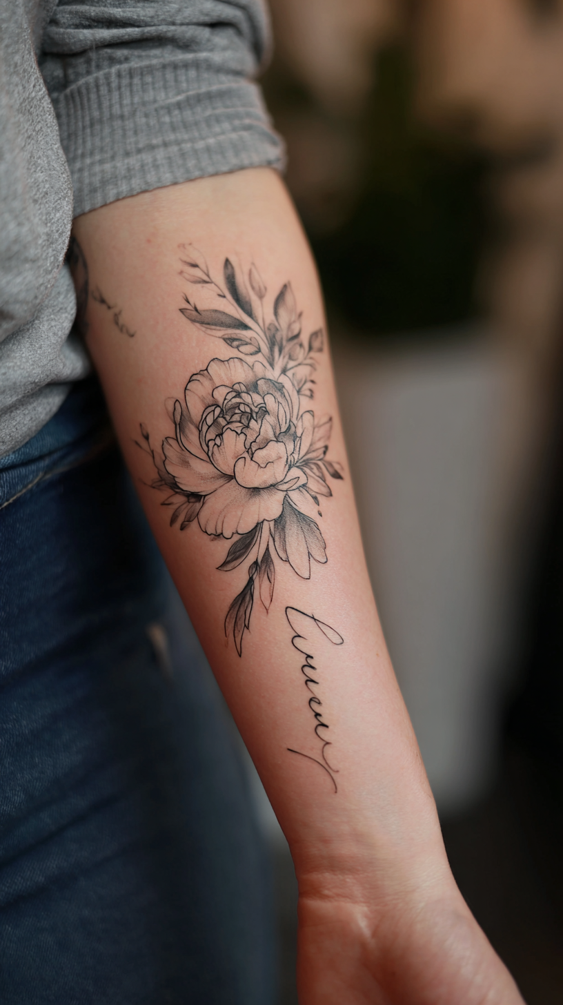 Floral Name Tattoo