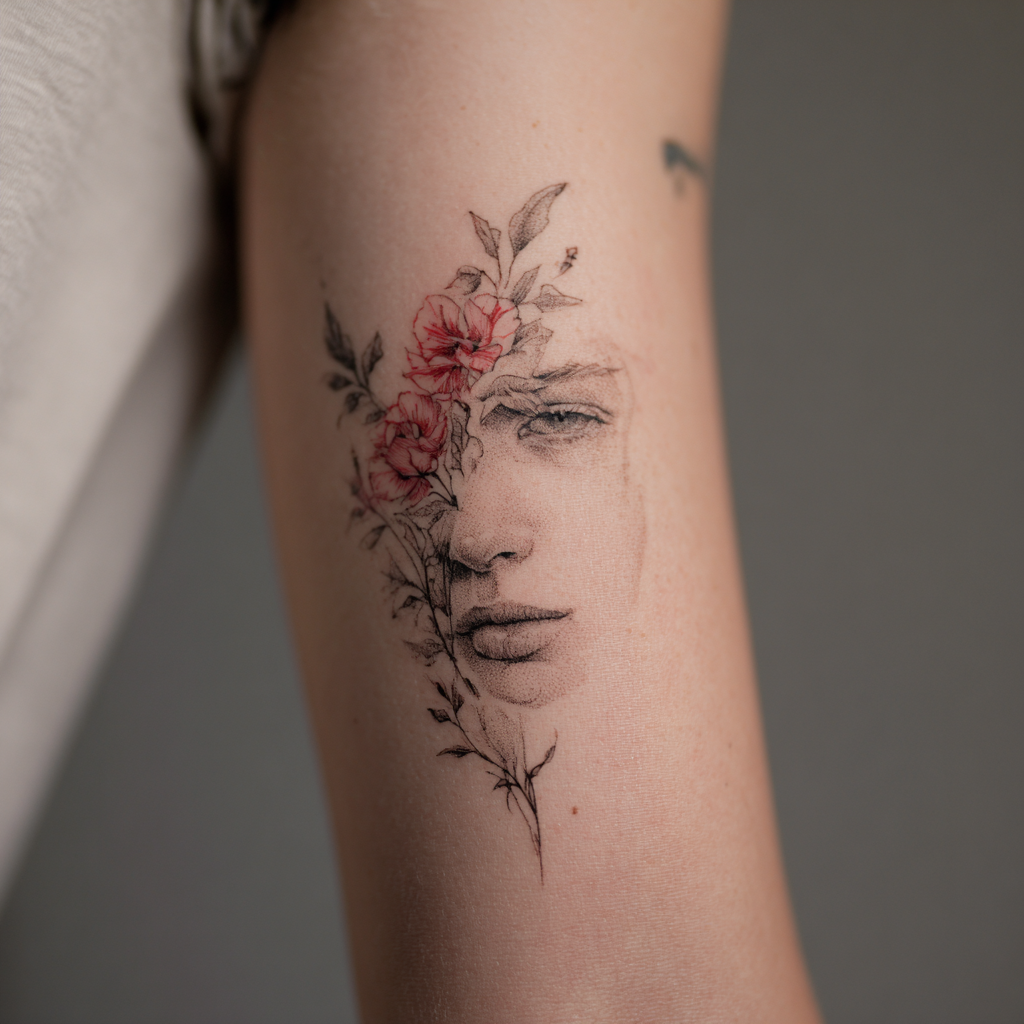 Flowers into a face