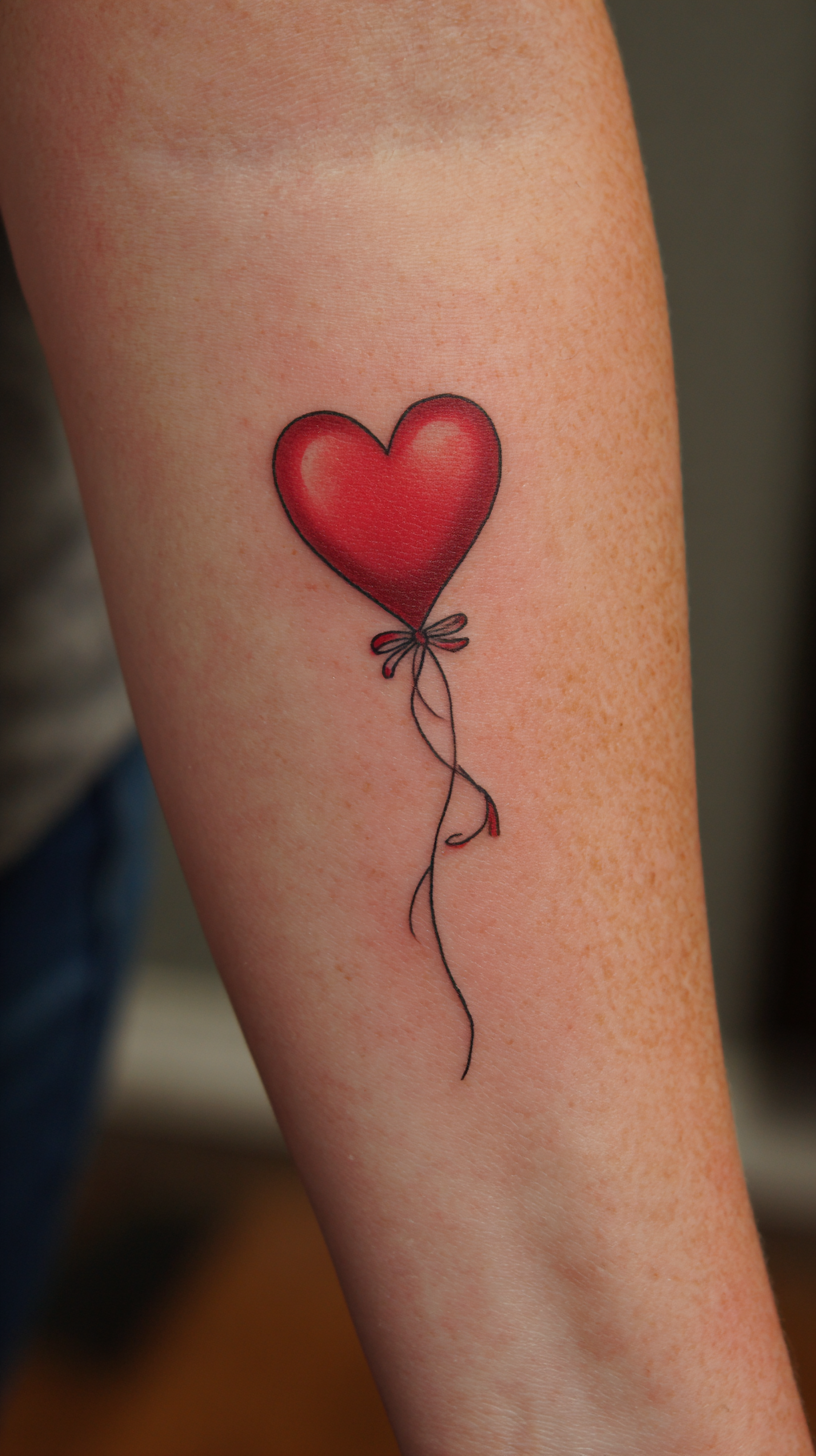 Heart Balloon Name Tattoo
