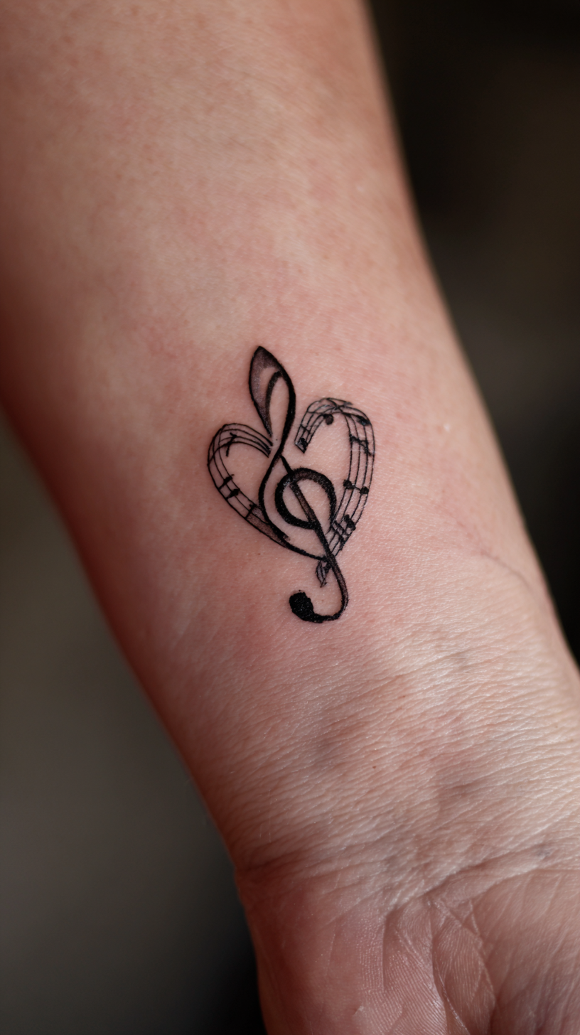 Heart Music Note Tattoo