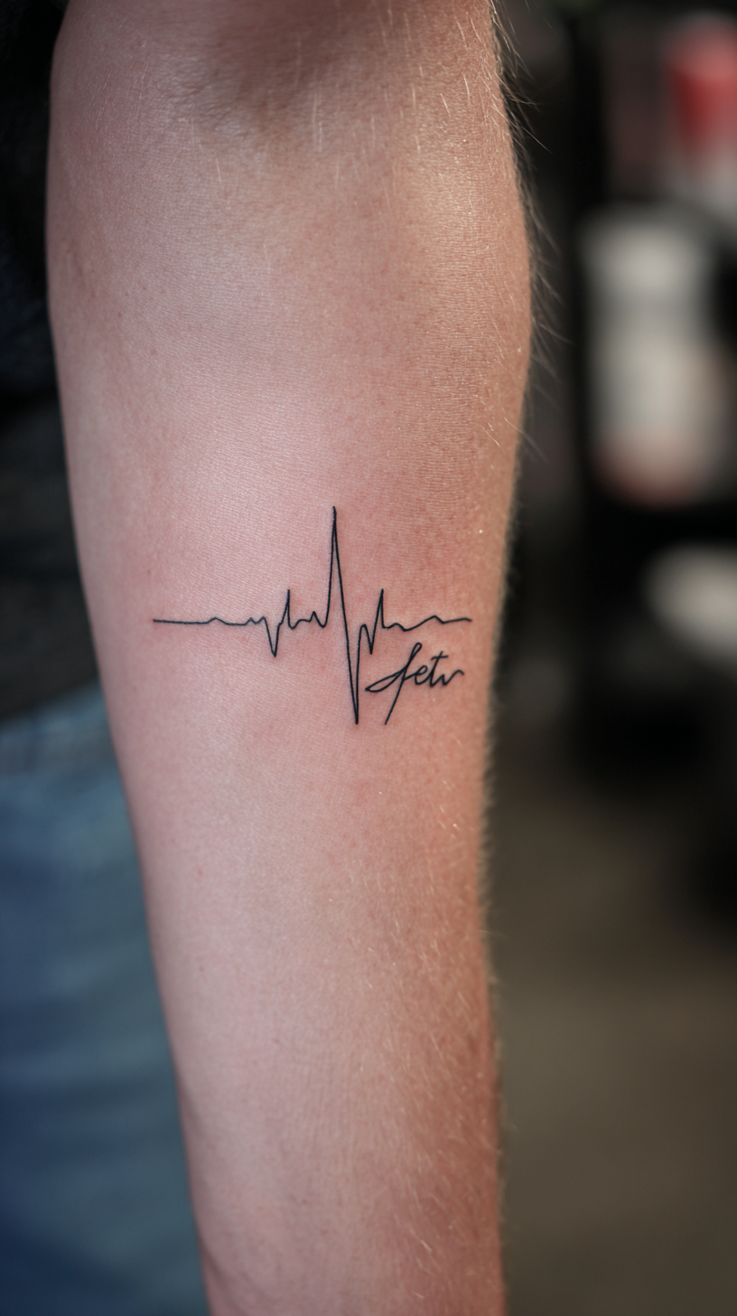 Heartbeat Name Tattoo