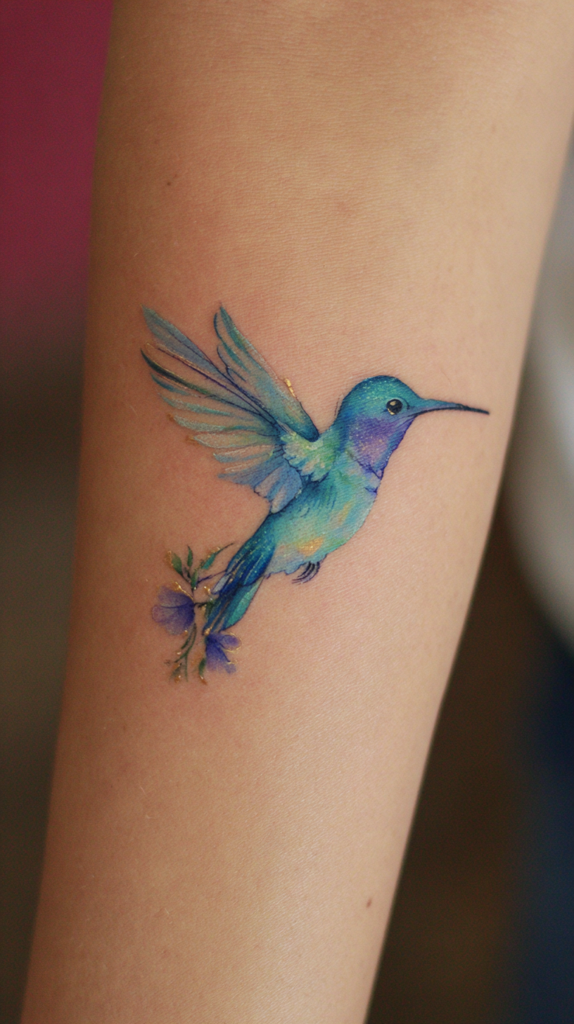 Hummingbird Name Tattoo