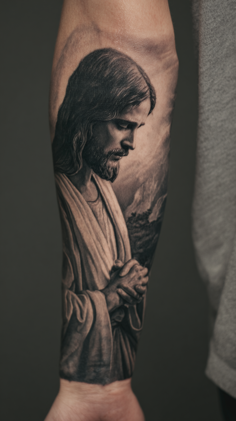 Jesus Sleeve Tattoo