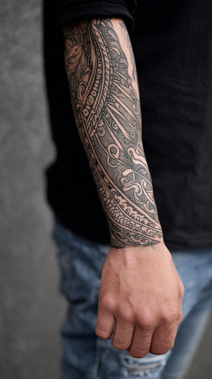 Lines down length of arm