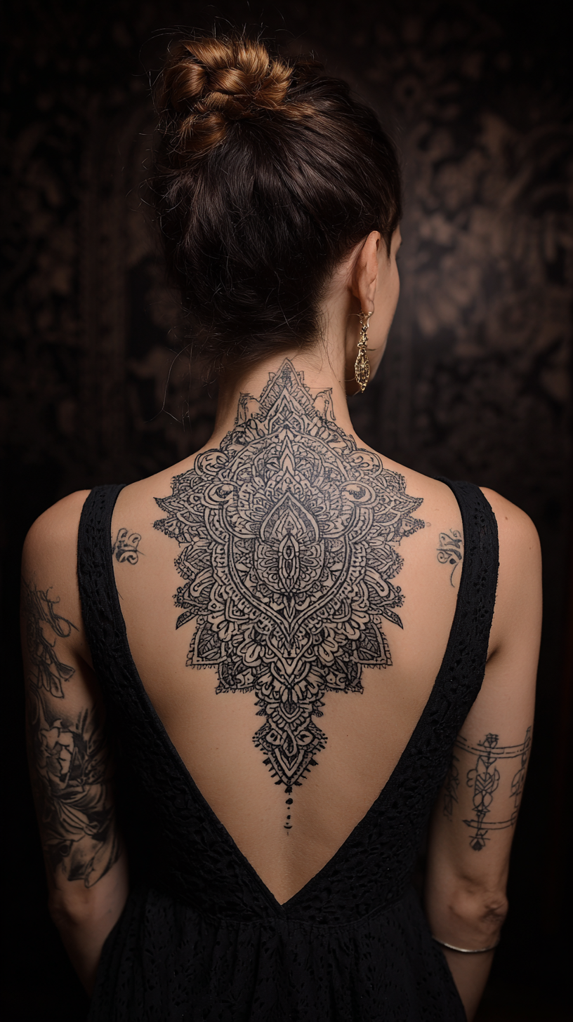 Mandala Full Back Tattoo For Female