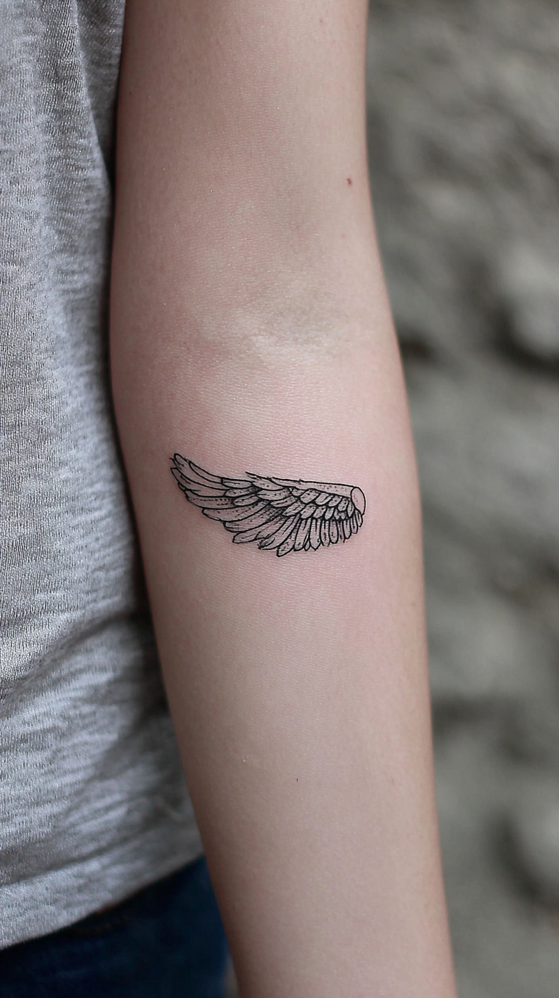 Minimalist wing tattoo
