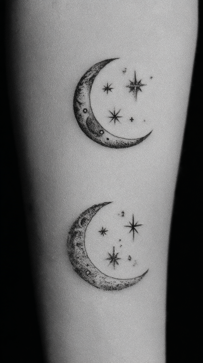 Moon and stars