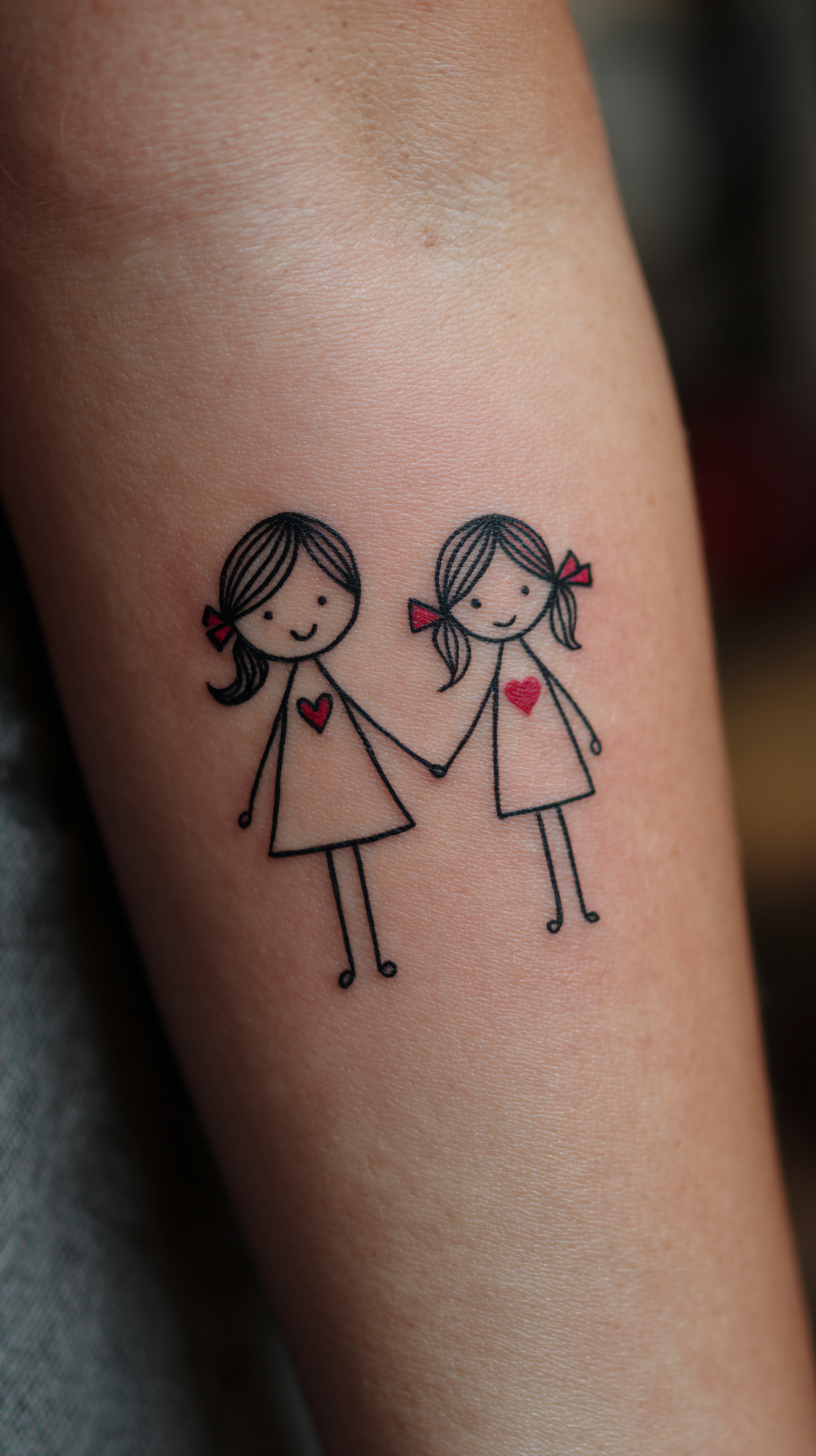 Mother And Daughter Stick Figures