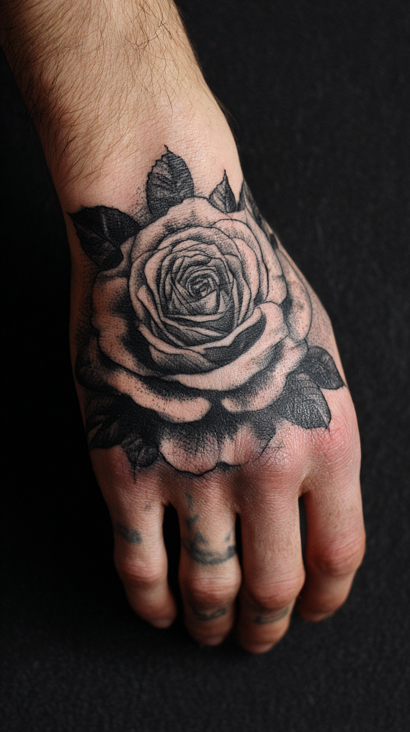 Rose Hand Tattoos for Men