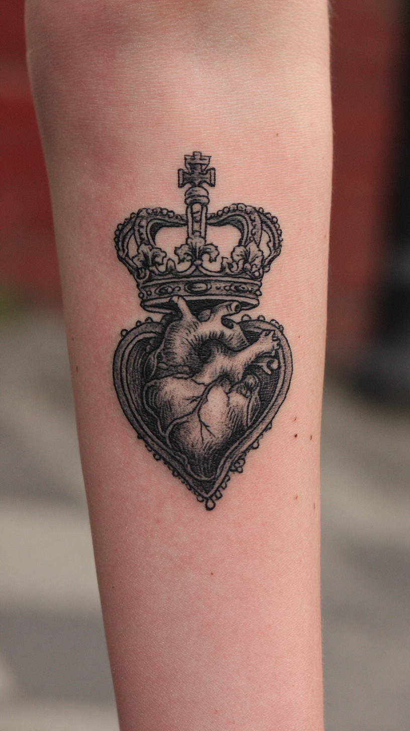 Royal Heart Name Tattoo