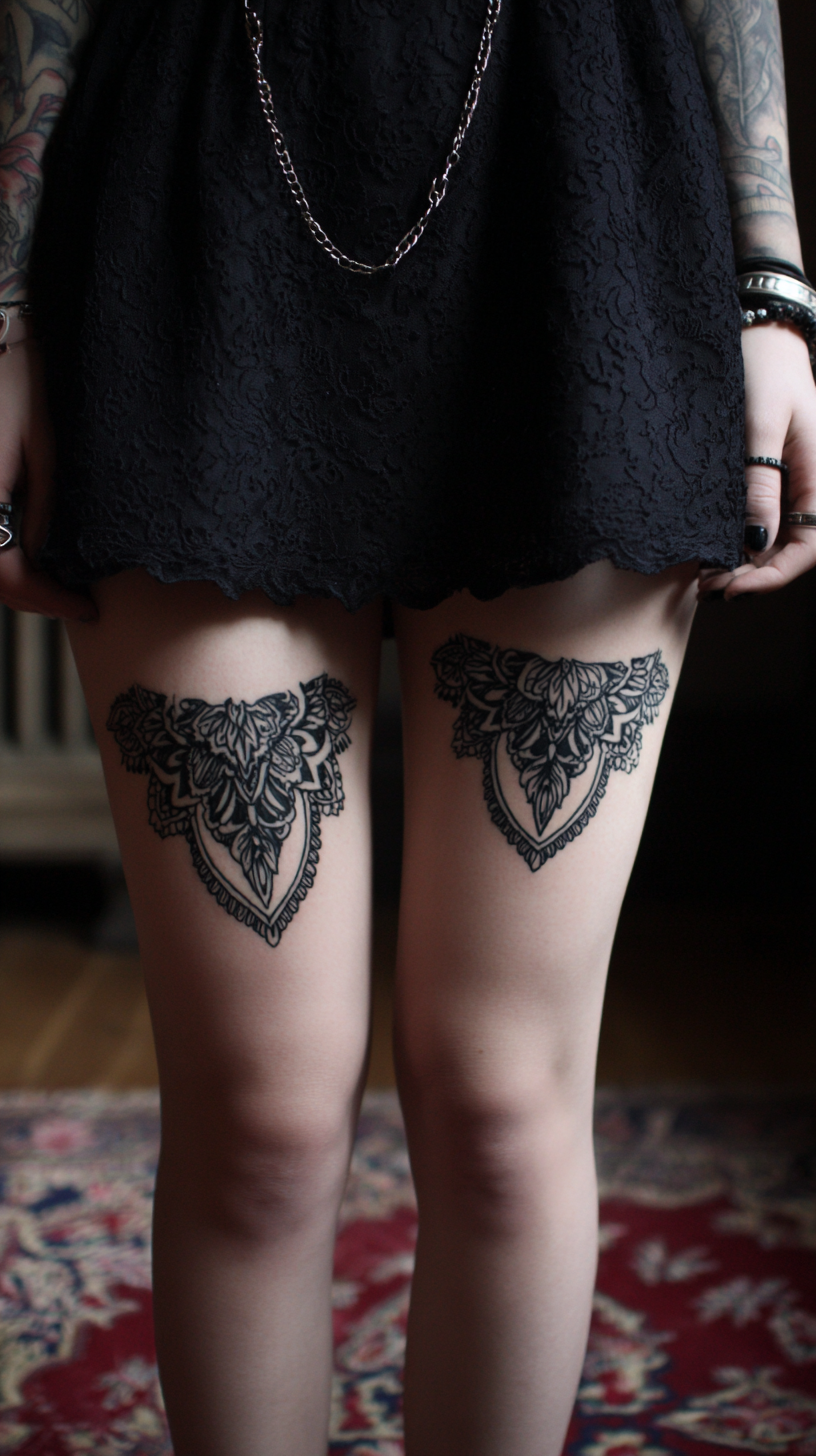 Symmetrical tattoos for both knees