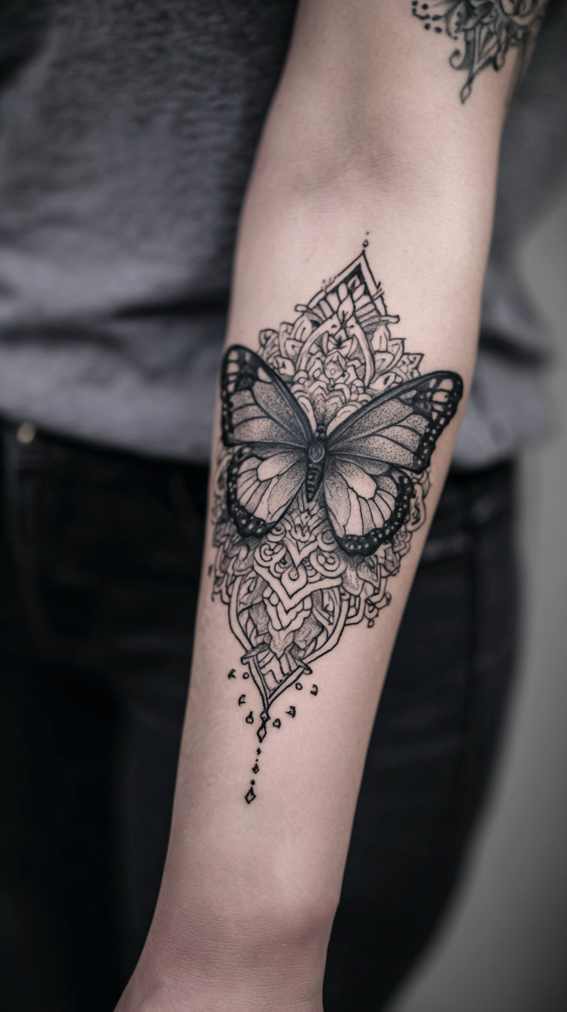Ideas for combining butterfly tattoos with other symbols