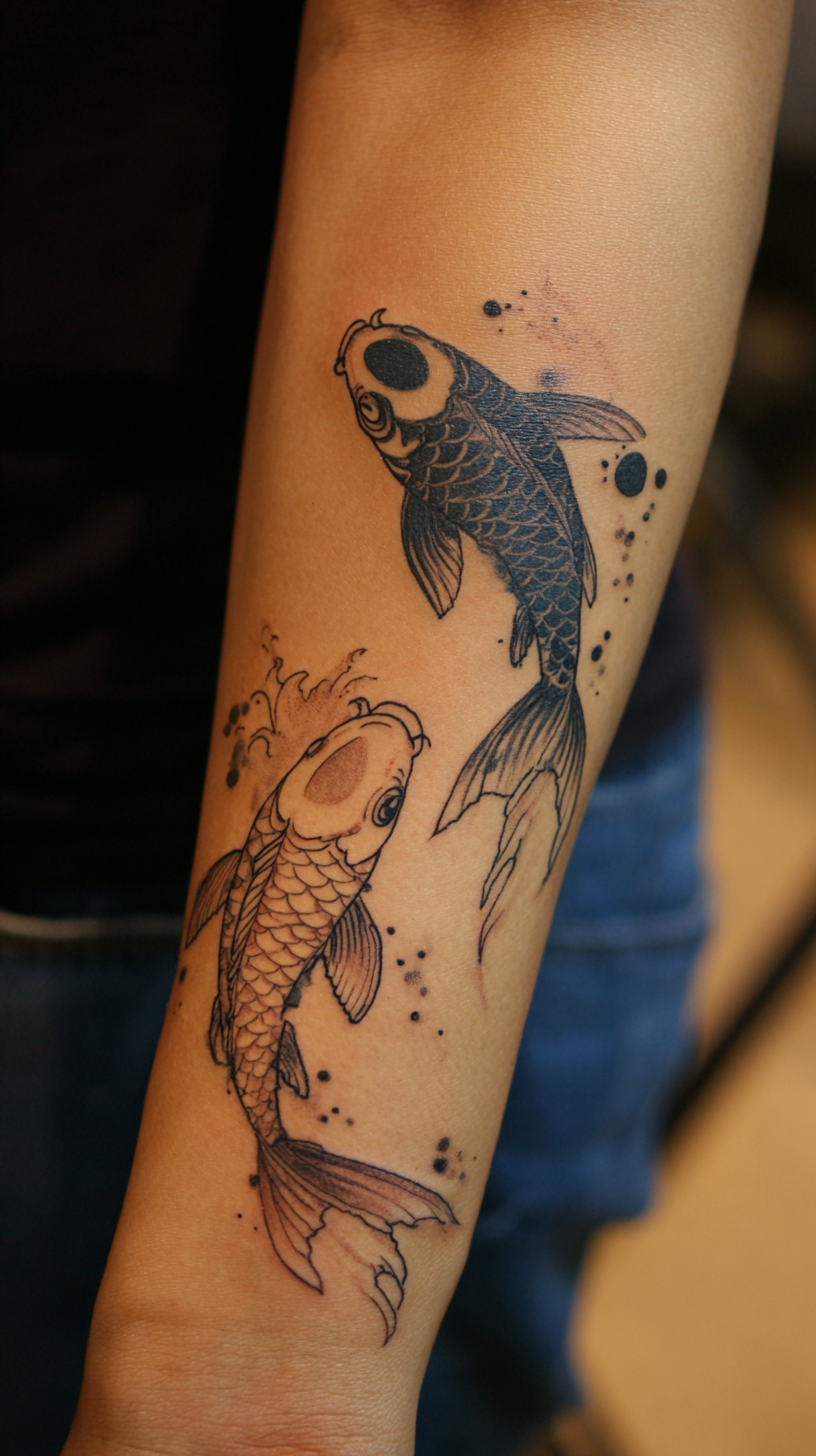 Yin and yang koi fish tattoo