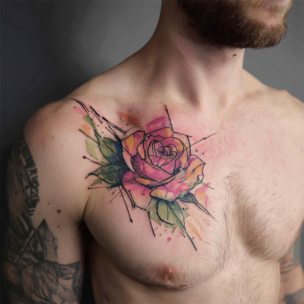 Rose Bush Tattoo Chest
