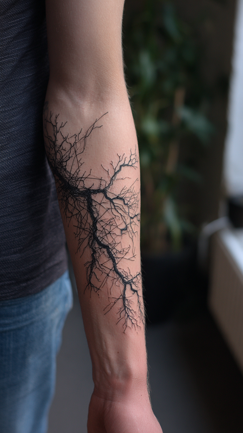 Blackwork with negative space scribble