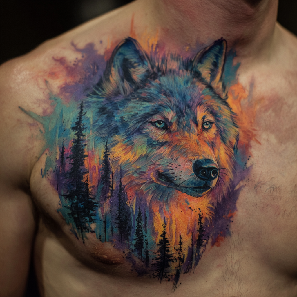 Wolf Chest Tattoo