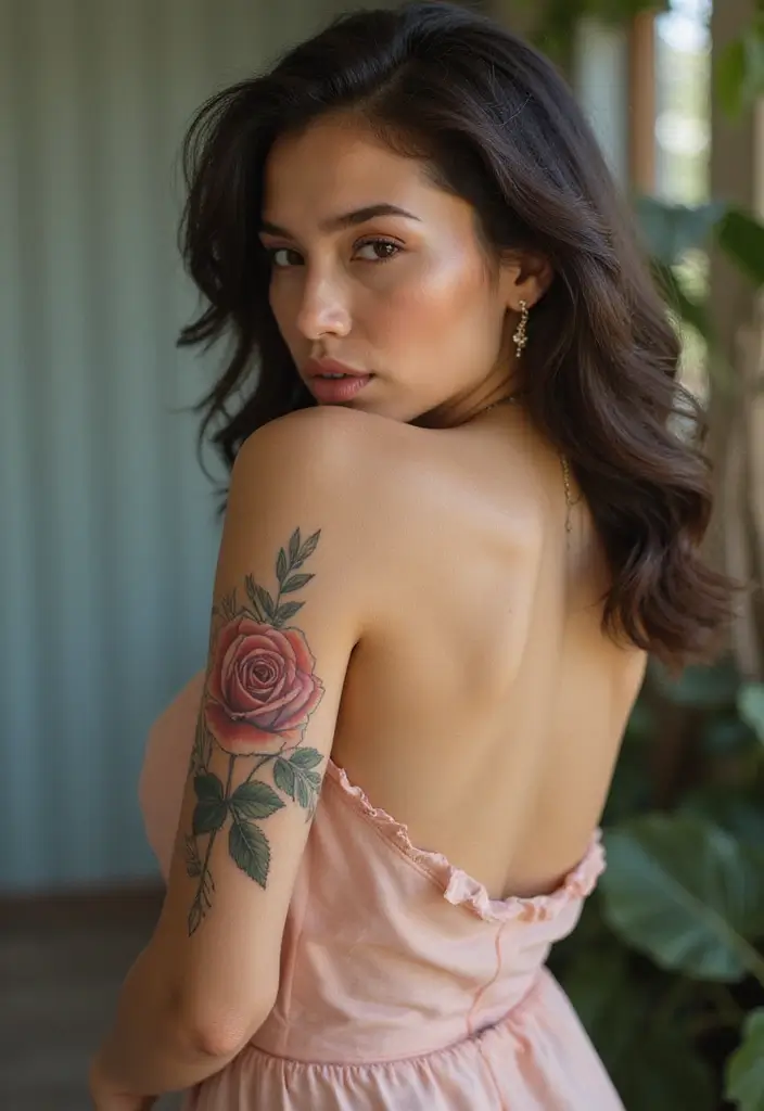 25 Beautiful Arm Tattoos for Women: Creative Ideas for Every Style - 1. Delicate Rose Watercolor Tattoo