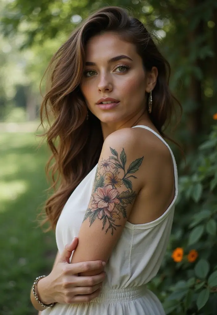 25 Beautiful Arm Tattoos for Women: Creative Ideas for Every Style - 18. Wildflower Tattoo