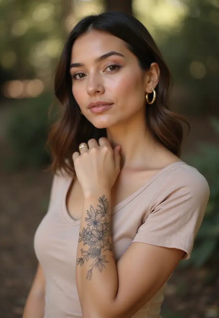 25 Beautiful Arm Tattoos for Women: Creative Ideas for Every Style - 2. Minimalist Floral Line Art