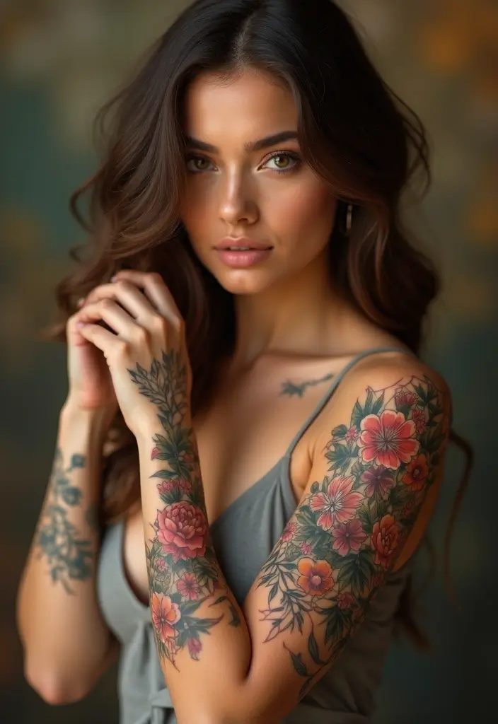 25 Beautiful Arm Tattoos for Women: Creative Ideas for Every Style - 23. Floral Geometric Tattoo