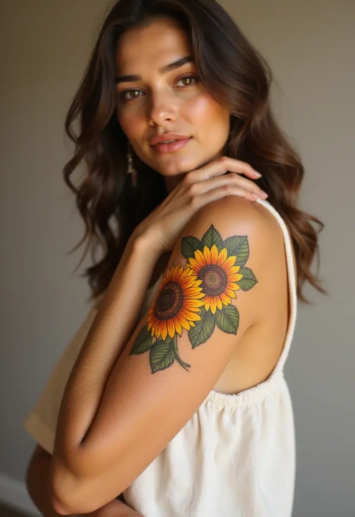 25 Beautiful Arm Tattoos for Women: Creative Ideas for Every Style - 8. Sunflower Arm Tattoo