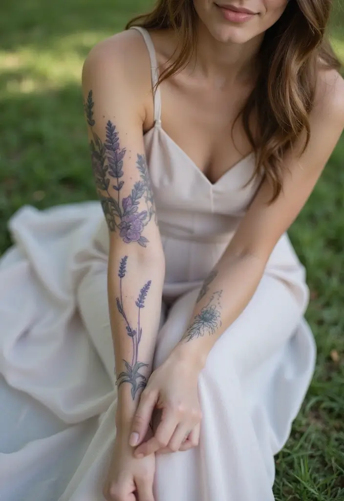 25 Best Cover Up Tattoos for Women: Transform Old Ink - 12. Lavender Serenity