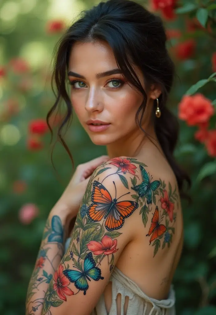 25 Best Cover Up Tattoos for Women: Transform Old Ink - 20. Butterfly Garden
