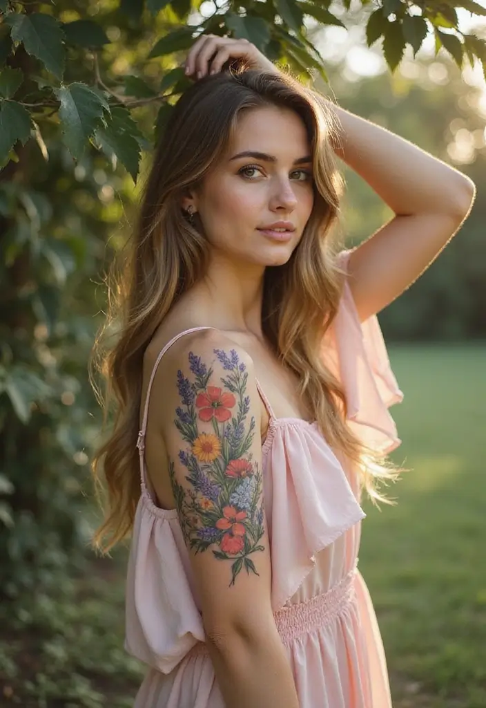 25 Best Cover Up Tattoos for Women: Transform Old Ink - 3. Wildflower Whimsy