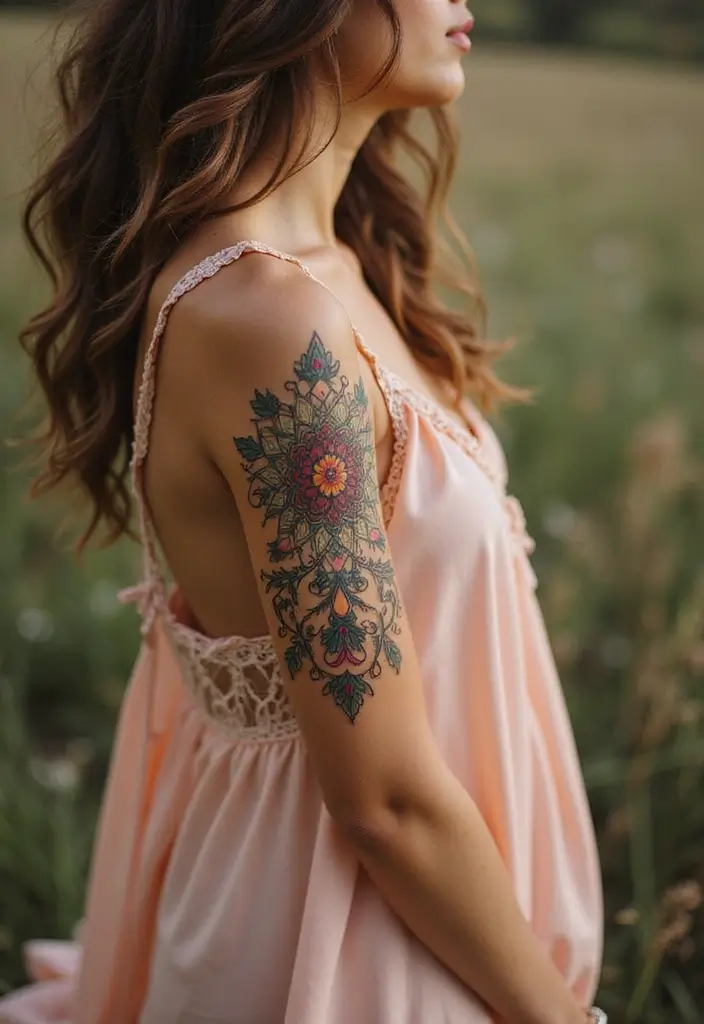 25 Best Cover Up Tattoos for Women: Transform Old Ink - 5. Floral Mandala Fusion