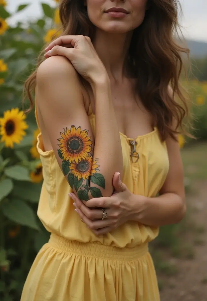 25 Best Cover Up Tattoos for Women: Transform Old Ink - 7. Sunflower Solace