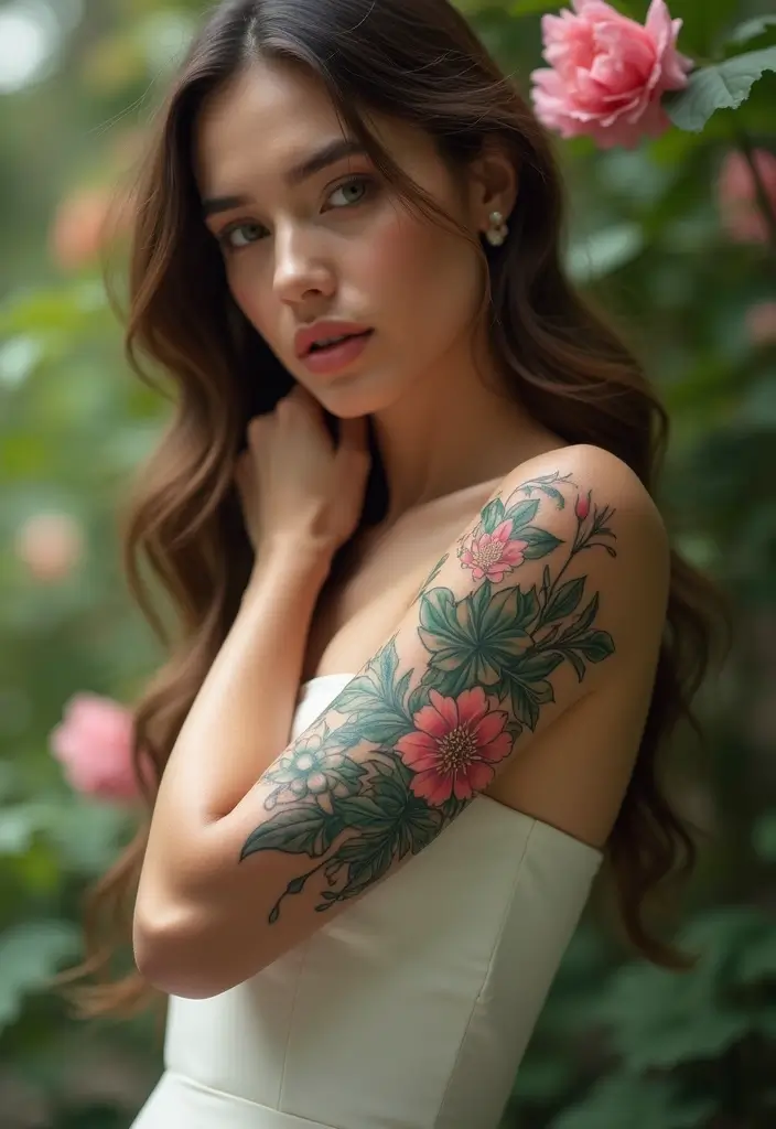25 Boujee Tattoos for Women: Luxe & High-End Ink Ideas - 19. Floral Geometric Fusion