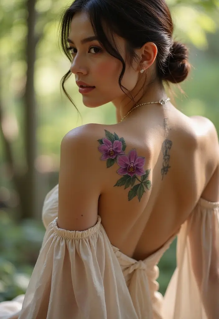 25 Boujee Tattoos for Women: Luxe & High-End Ink Ideas - 2. Orchid Elegance