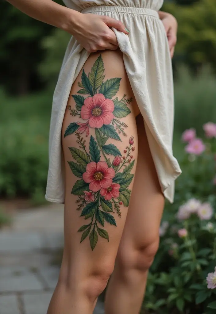 25 Boujee Tattoos for Women: Luxe & High-End Ink Ideas - 24. Floral Foliage